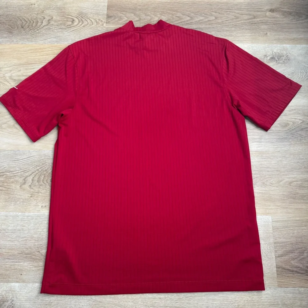 Nike Red Mock Neck Ribbed Golf Shirt Mens Large Gorpcore Active